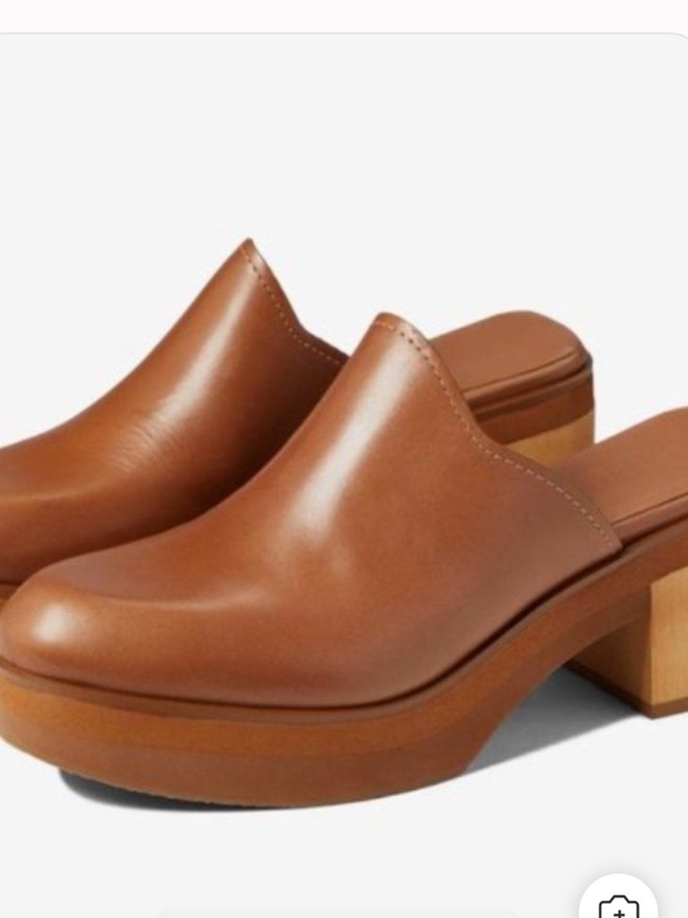 Naturalizer Tan Leather Platform Clogs